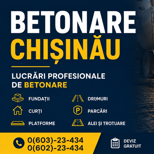 Companie Betonare Chișinău ⭐️ Experți în Turnarea Betonului pentru Proiecte Rezidențiale și Comerciale
